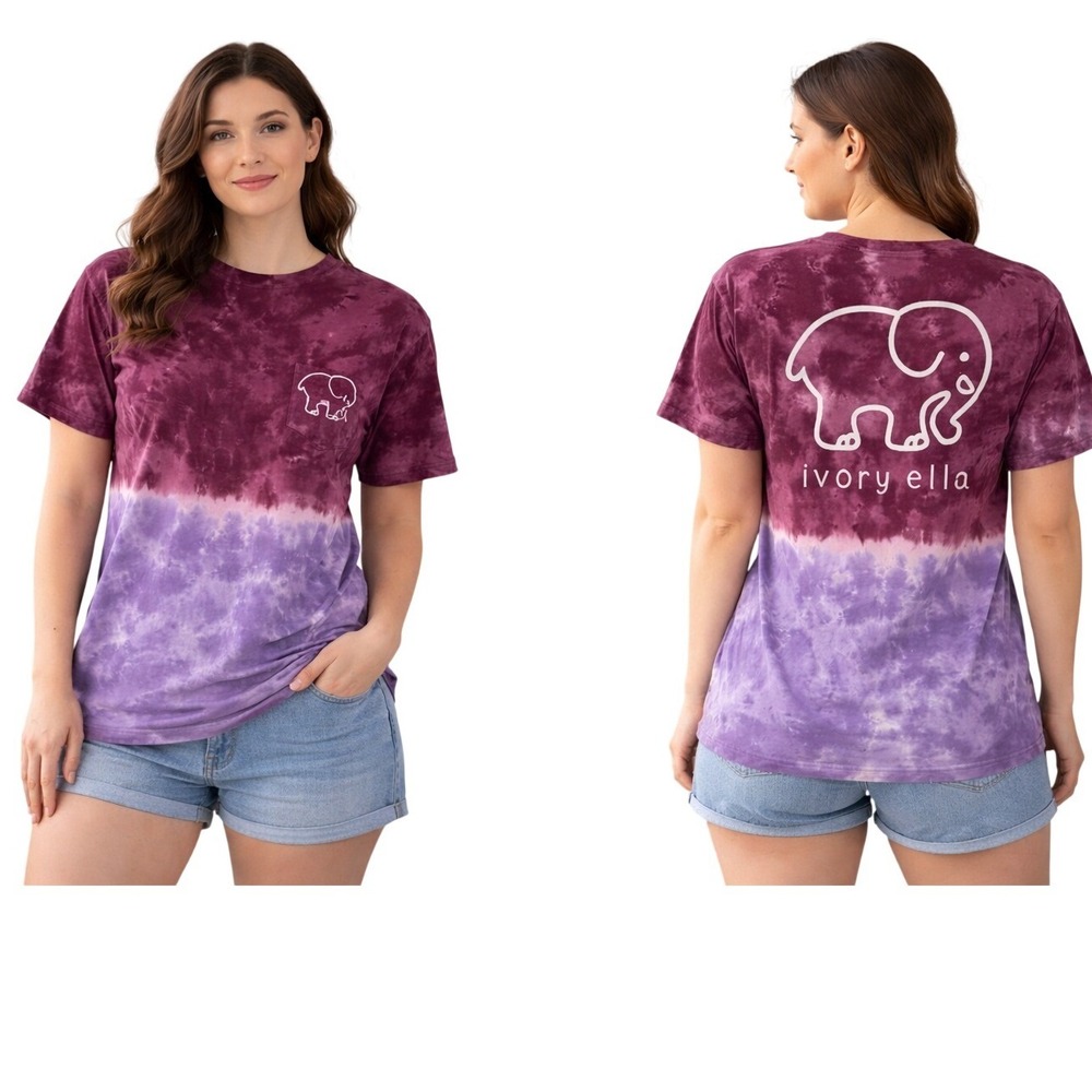 Ivory Ella Tie Dye Pocket T-Shirt Womens Small Purple Boho Hippie Festival